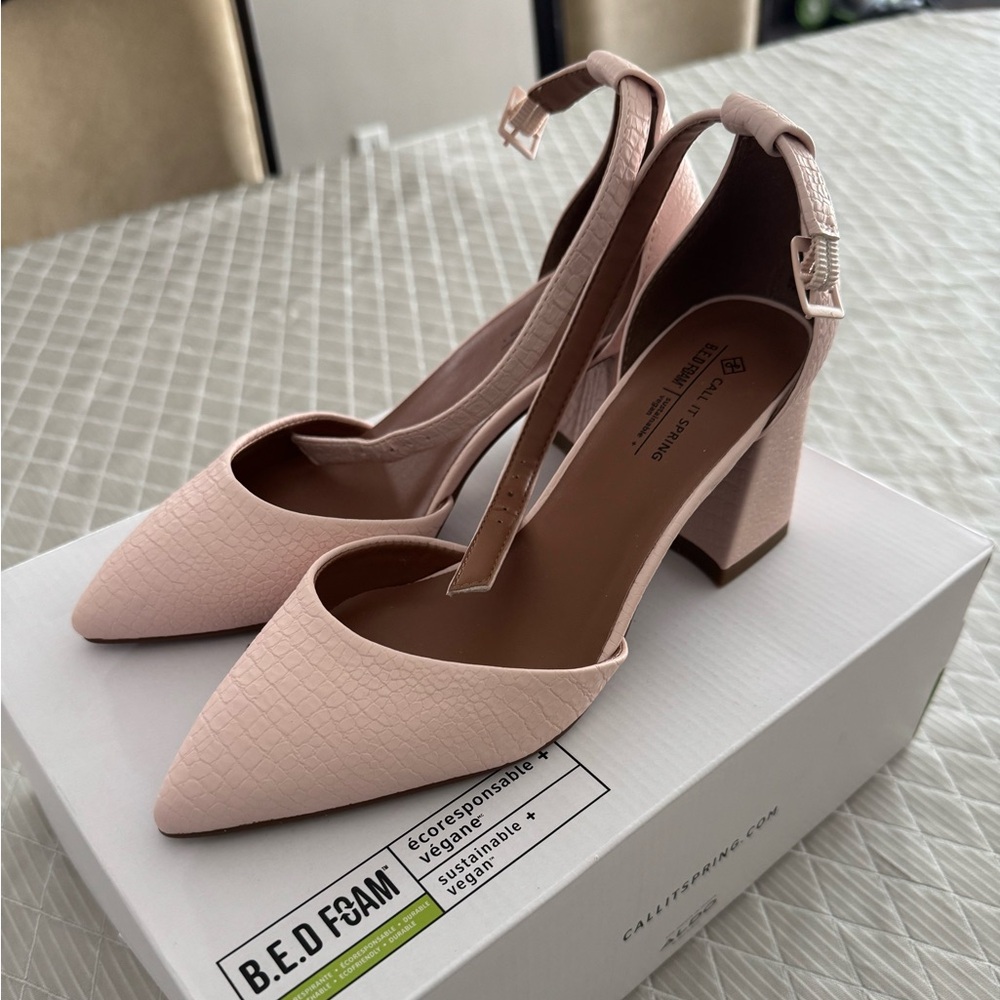 Call It Spring Blush Pink Textured Heels